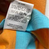 Kule Size L Women's Blue-Orange Stripe Polo Long Sleeve Top