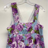 Garnet Hill Size 8-M Women's Purple-Blue Floral Fit And Flare Dress