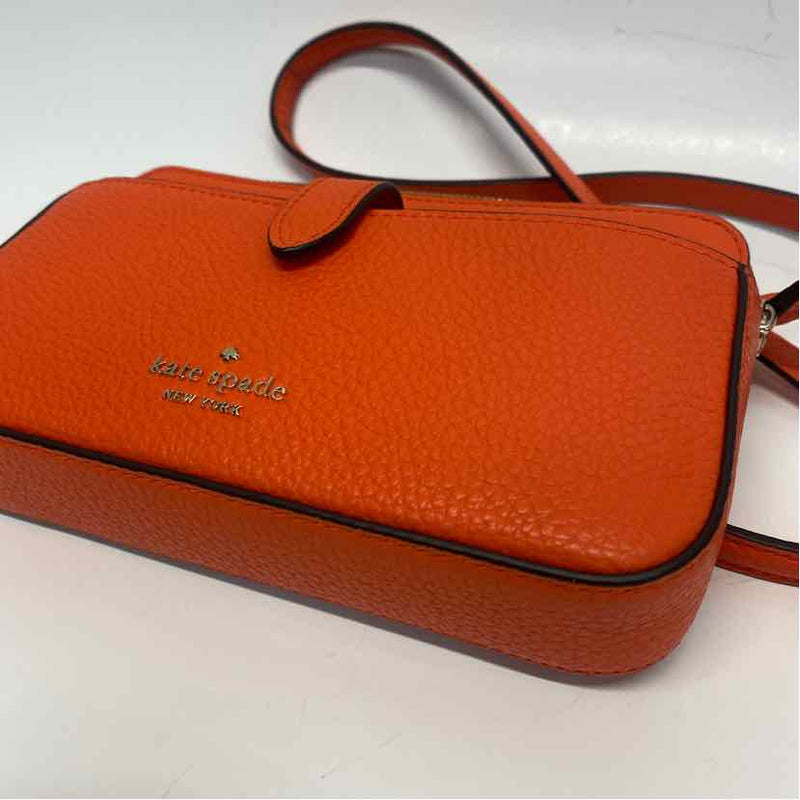 Kate Spade Orange Leather Pebbled Crossbody Handbag