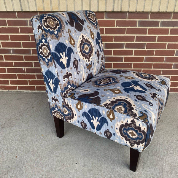 Armless Blue-Multi Fabric Pattern Chair