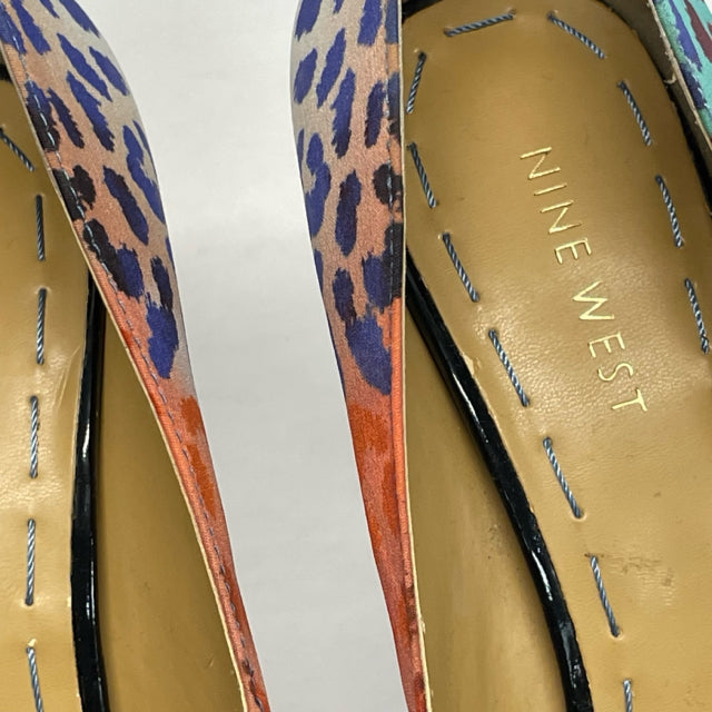 Nine West Size 6.5 Women's Multicolor Animal Print Open Toe Shoes