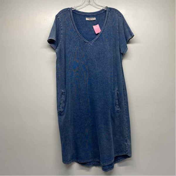Billy T Size L Women's Blue Tweed T-Shirt Dress