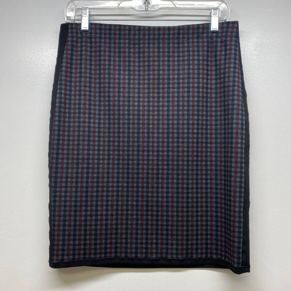 Max Studio Women's Size M-8 Black-Multi Plaid Pencil-Knee Skirt