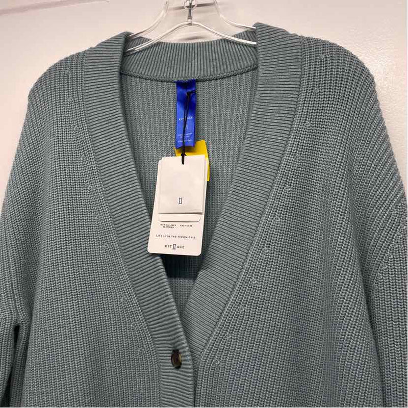 Kit + Ace Size M Women's Mint Solid Maxi-Button Up Sweater