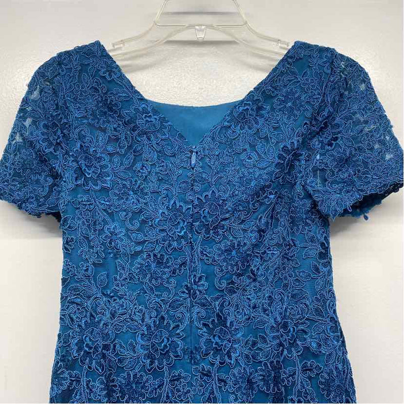 JJ's House Size XS Women's Blue Embellished Mesh Fit And Flare Dress