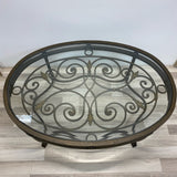 Oval Bronze Iron-Glass Coffee Table