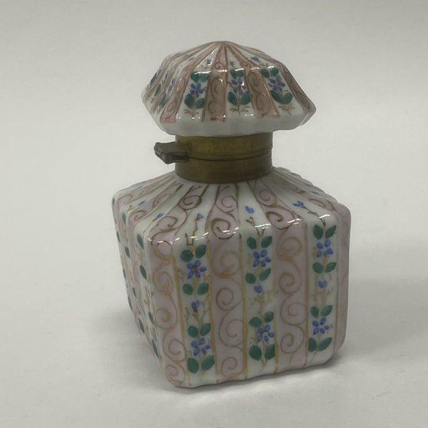 Handpainted Porcelain Floral Jar with Hinged Lid