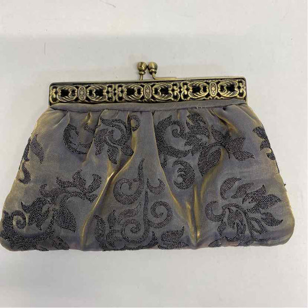 Franchi Gray-Gold Metallic Embroidered Evening Bag