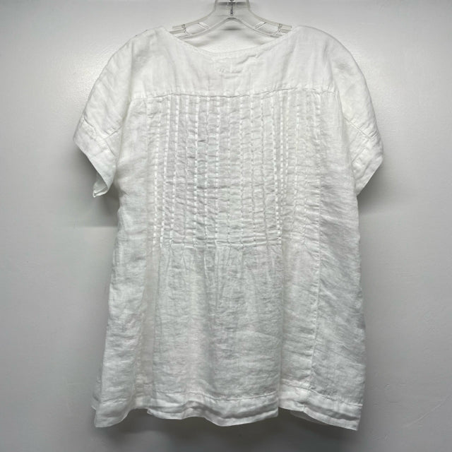 Grizas Size M-S Women's White Solid Tunic Short Sleeve Top