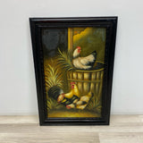 Black-Multi Painting - Chickens