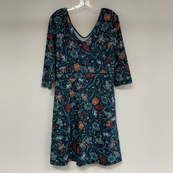 Title Nine Size Xl Women's Blue-Multi Floral Empire Waist Dress