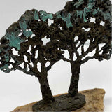 Bronze 2 tree sculpture mounted on  a natural stone base Sculpture