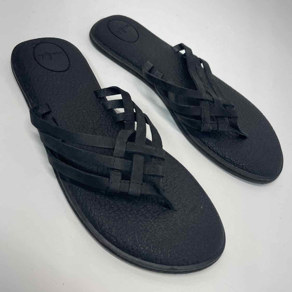 Sanduk Size 9 Women's Black Solid Camel Toe Sandals