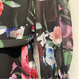 Alex Marie Size 12-L Women's Black-Multi Floral Button Up Dress