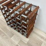 Brown-Silver Wood-Metal Wine Rack