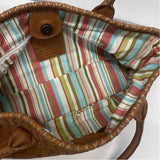 Fossil Brown Leather Woven Satchel Handbag