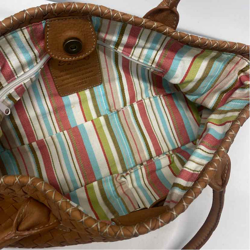 Fossil Brown Leather Woven Satchel Handbag