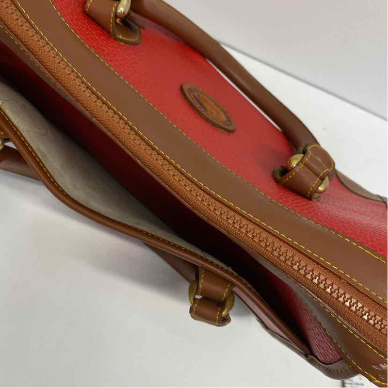 Dooney & Bourke Red-Brown Leather Colorblock Satchel Handbag