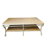 Beige Stone-Wrought Iron Coffee Table