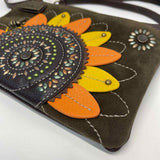 Chala Brown Faux Leather Patchwork Crossbody Handbag