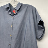It Is Well L.A Size M Women's Blue Solid Button Up Short Sleeve Top