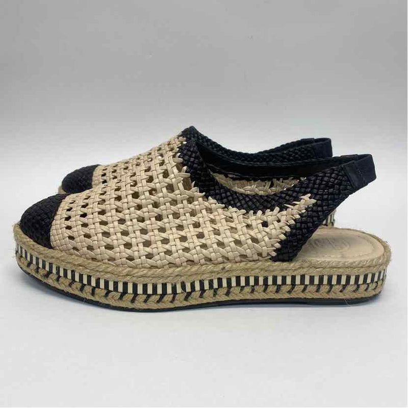 Tory Burch Size 9 Women's Beige-Black Cut Out Slingback Espadrilles Shoes