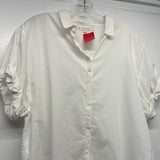 Xirena Size L Women's White Solid Button Up Short Sleeve Top