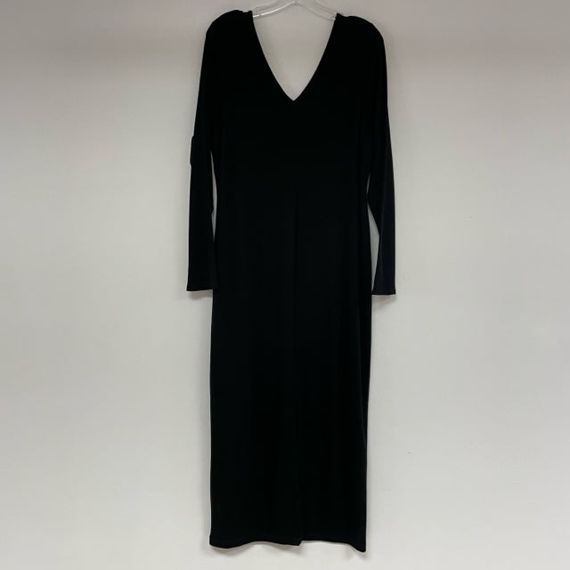 Marine Layer Size L Women's Black Ribbed Maxi-Long Sleeve Dress