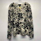 Lord & Taylor Size L Women's Black-Tan Floral Pullover Sweater