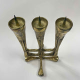 Brutalist Brass 3 Tapers Candelabra