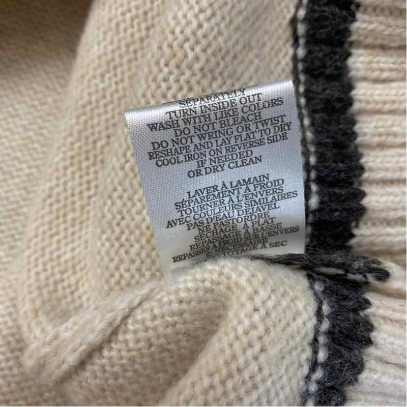 Z Supply Size M Women's Beige Stripe Zip Mock Neck Sweater