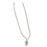 Pearl cut Peridot and Amethyst tennis necklace 925 Sterling Silver Necklace