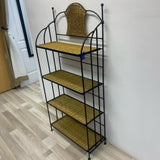 Folding Black-Tan Metal- Wicker Baker's Rack