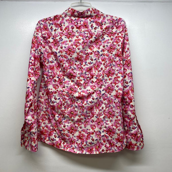 Lands' End Size 6-S Women's Pink-Multi Pattern Button Up Blouse