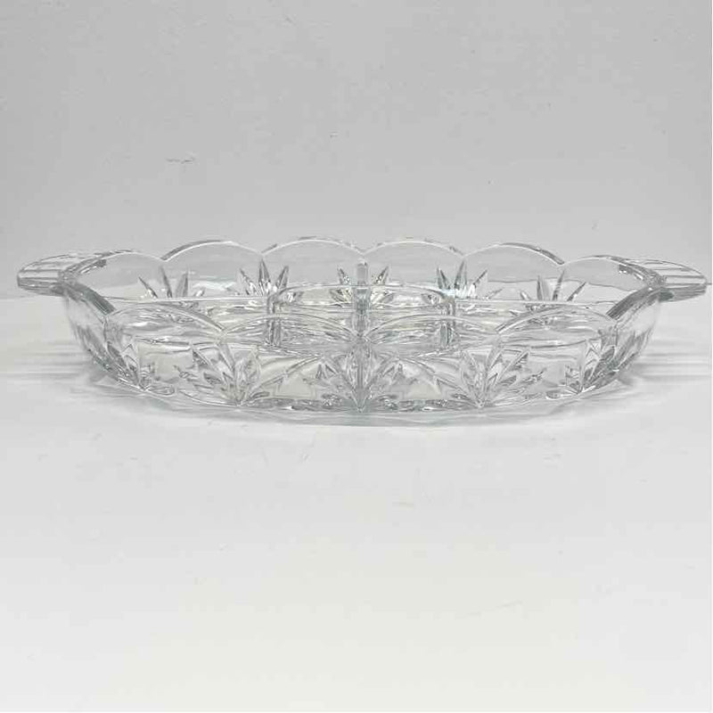 Royal Limited Clear Cut Crystal Divided Dish w Handles