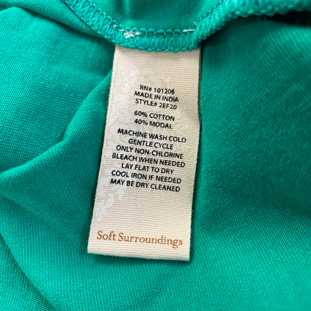 Soft Surroundings Size L Women's Green Solid Maxi-Sleeveless Dress