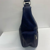 Le Donne Blue Leather Pebbled Shoulder Handbag