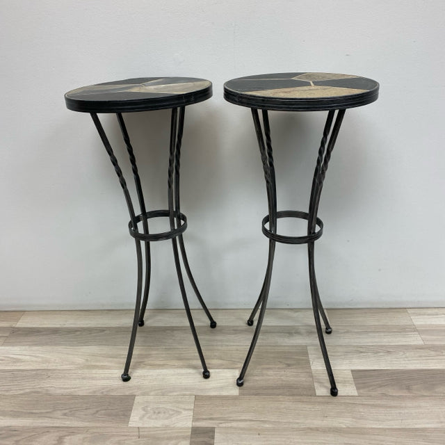 Stand Silver-Multi Metal-Stone Side Table / Stand