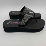 Skechers Yoga Foam Size 7 Women's Black Beaded Camel Toe Sandals