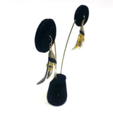 Alexis Bittar Stylized Leaf-Shaped Dangle with Metallic Gold Design  Earrings