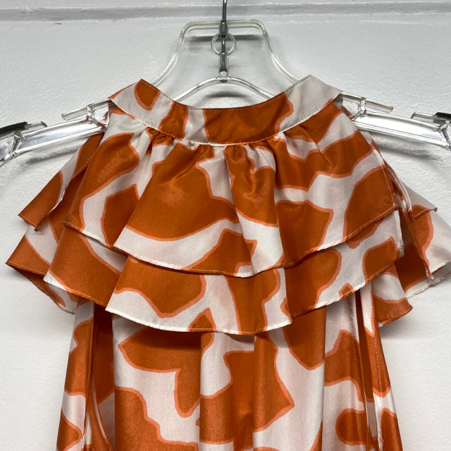 Ann Taylor Loft Size 8-M Women's Peach-White Pattern Button Up Dress