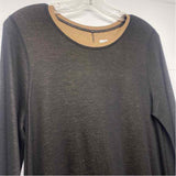 Three Dots Size M Women's Black-Brown Color Block Long Sleeve Dress