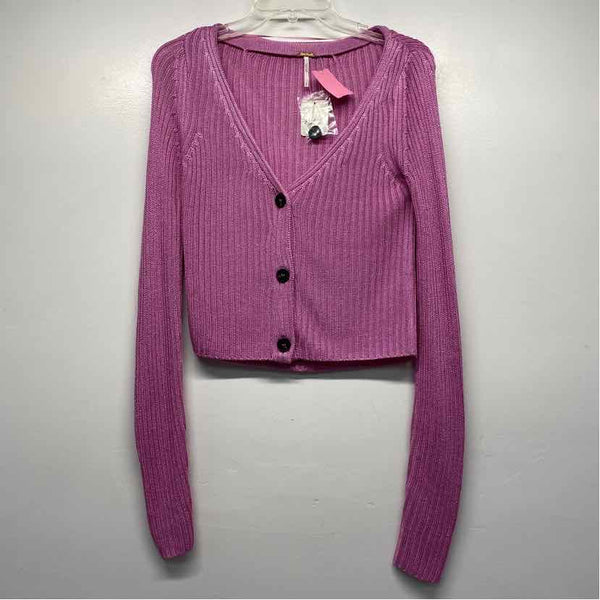 Free People Size XS Women's Pink Solid Button Up Sweater