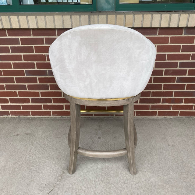 Frontgate Swivel Gray Velvet Bar Height Solid Stool