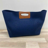 Graf Lantz Navy-Brown Boilded Wool Cutout Tote