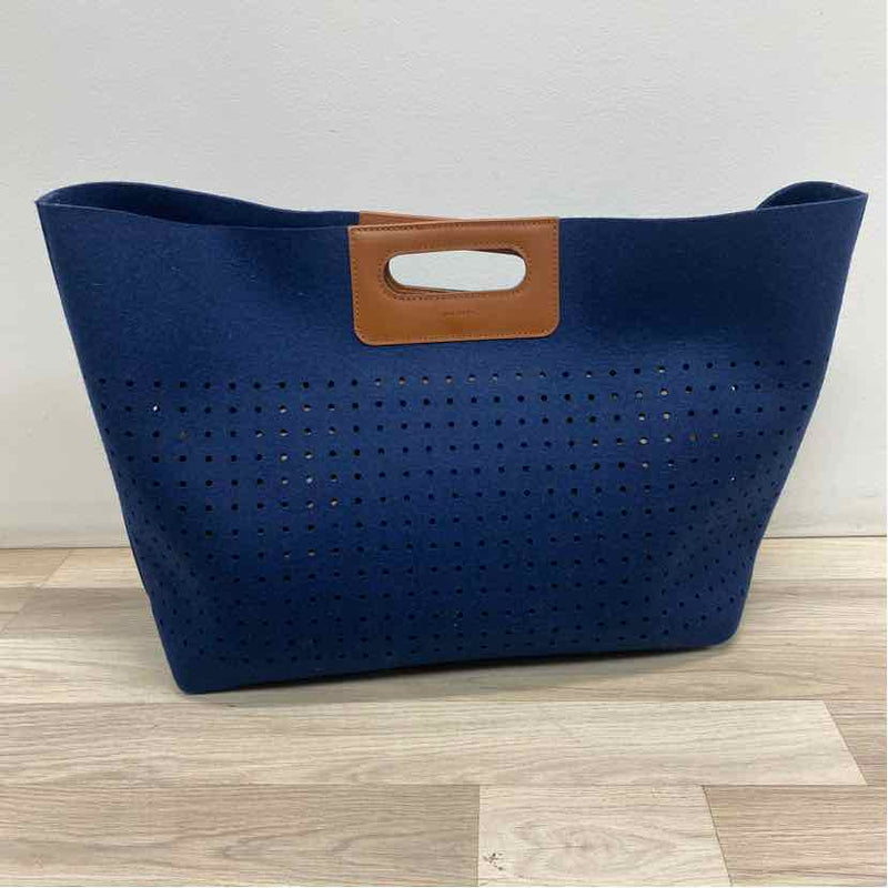 Graf Lantz Navy-Brown Boilded Wool Cutout Tote