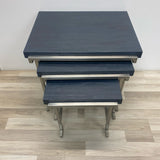 Hekman Chrome-Blue Wood Nesting Side Tables
