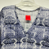 Tart Size M Women's Blue-White Pattern Shift Short Sleeve Dress