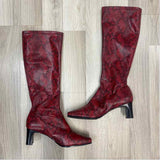 Naturalizer Size 10 Women's Red Animal Print Pull On Boots