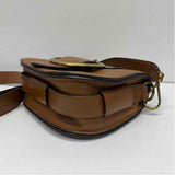 Polo by Ralph Lauren Brown Leather Pebbled Crossbody Saddle Handbag